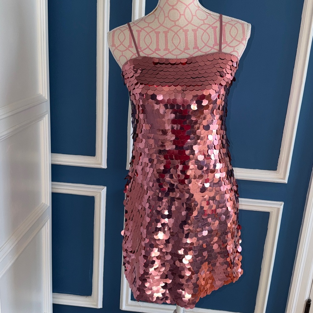 NWT Target A New Day Pink Sequin Paillete Party Mini Dress - Size XS - Picture 2 of 9
